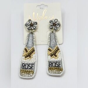 Viola Beaded Rosé Wine-themed Earrings